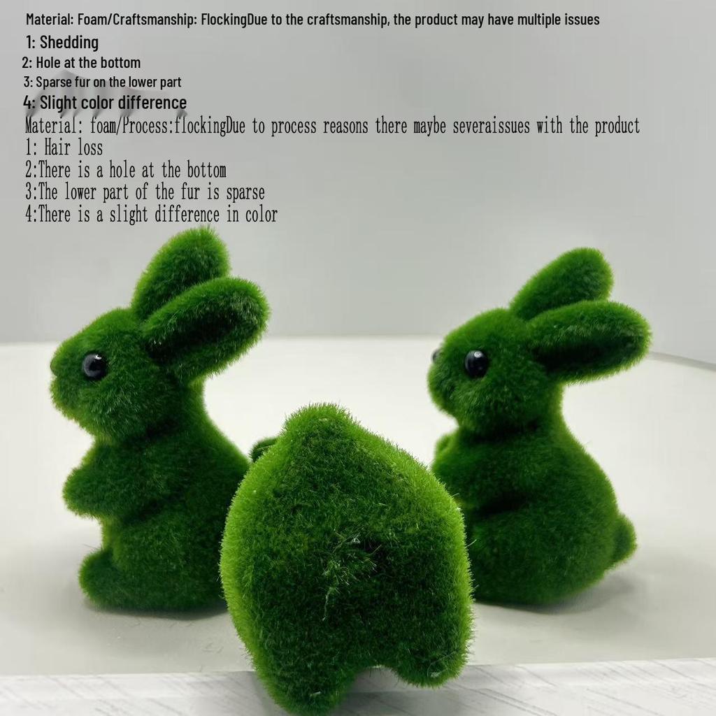 10cm Green Moss Flocked Easter Rabbit Ornament for Garden Decor