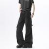 American Retro Men's and Women's Tooling Jeans Heavy Industry Washed Multi-pocket Straight Pants Design Pleated Wide-leg Pants