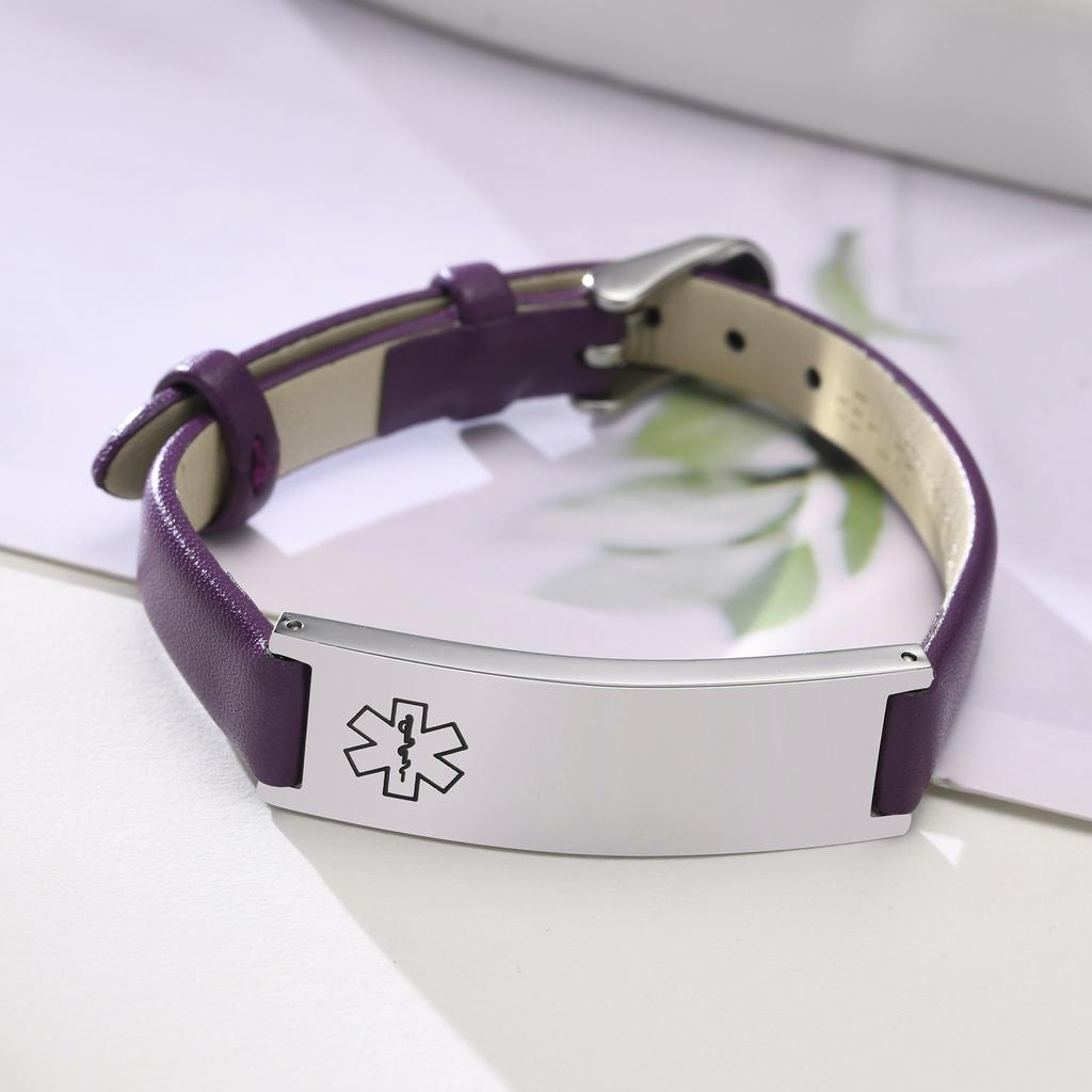 Free Engraving Medical Alert ID Bracelets Womens, Customized Adjustable Leather Chain Wrap Bracelets for Anxiety Type 2 Diabetes