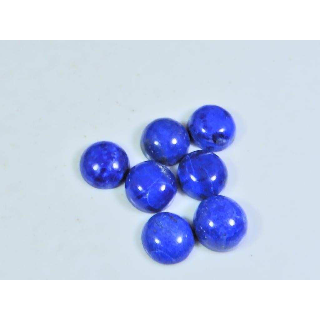 9 MM Natural Lapis Lazuli Round Cabochon Loose Gemstone 7Pcs Lot 19Cts. A-482
