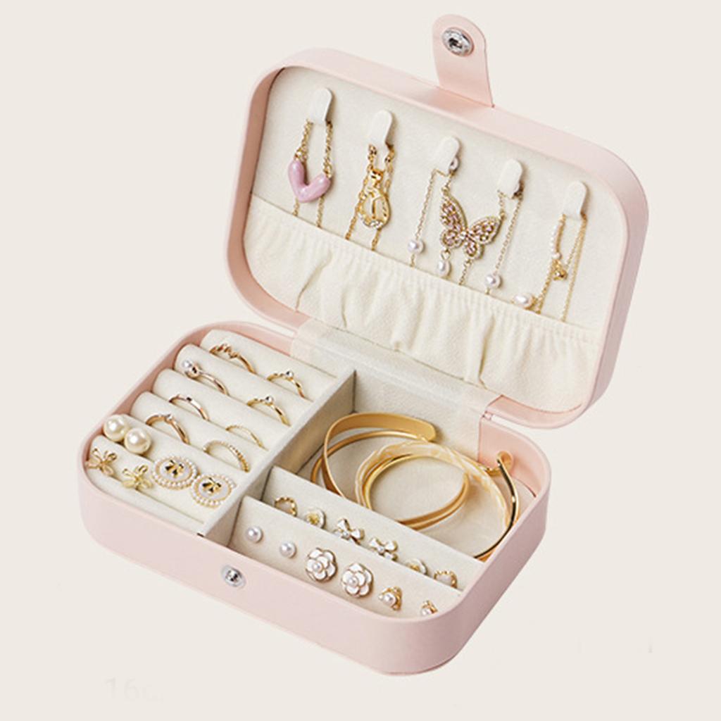 Portable Double-Layer Jewelry Box Suitable For Earrings, Rings And Necklaces Storage Box For Easy Travel Storage
