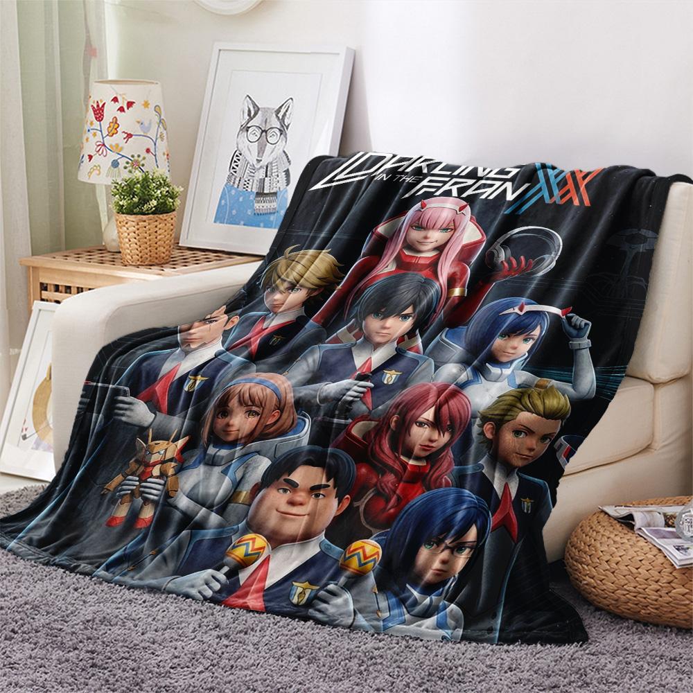 1PC Franxx Patterned Flannel Blanket Suitable For All Seasons For Home Decor Warmth And Comfort Gifts Holiday Present
