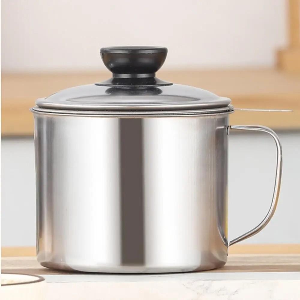 Garnek na olej ze stali nierdzewnej Duży pojemnik na olej Nowy sitko do oleju kuchennego Kuchnia