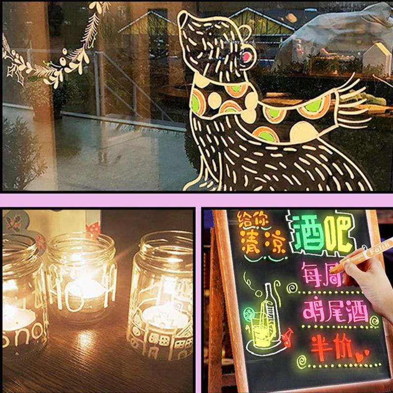 12-color Liquid Chalk Set Erasable Electronic Screen LED Fluorescent Light Board Painting Graffiti Marker Pen