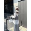 Kumikumi Design Lace Long Sleeve Shirts Stacked Vest Sling Women Autumn Loose Casual Pants Three-Piece Set