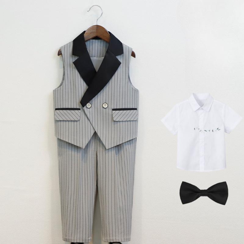 

Модный детский жилет 2025 года, костюм для мальчиков в британском стиле, на свадьбу, день рождения, весну/лето, наряды для выступлений школьников 120cm