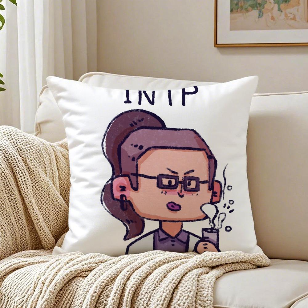 Concept Interesting Mbti Cushion Cover Linen Pillowcase Soft For Sofa Bed Home Room Decor