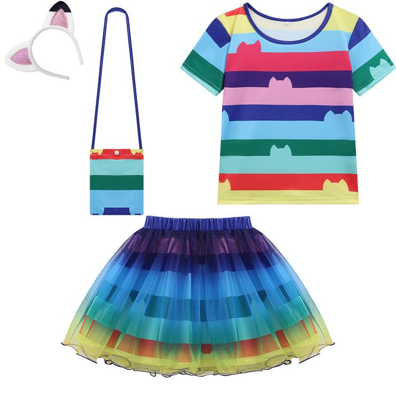 Casa delle Bambole di Gabby Europea Tulle a Strisce Set da 3 Pezzi Gonna Gonfia per Bambina con Borsa