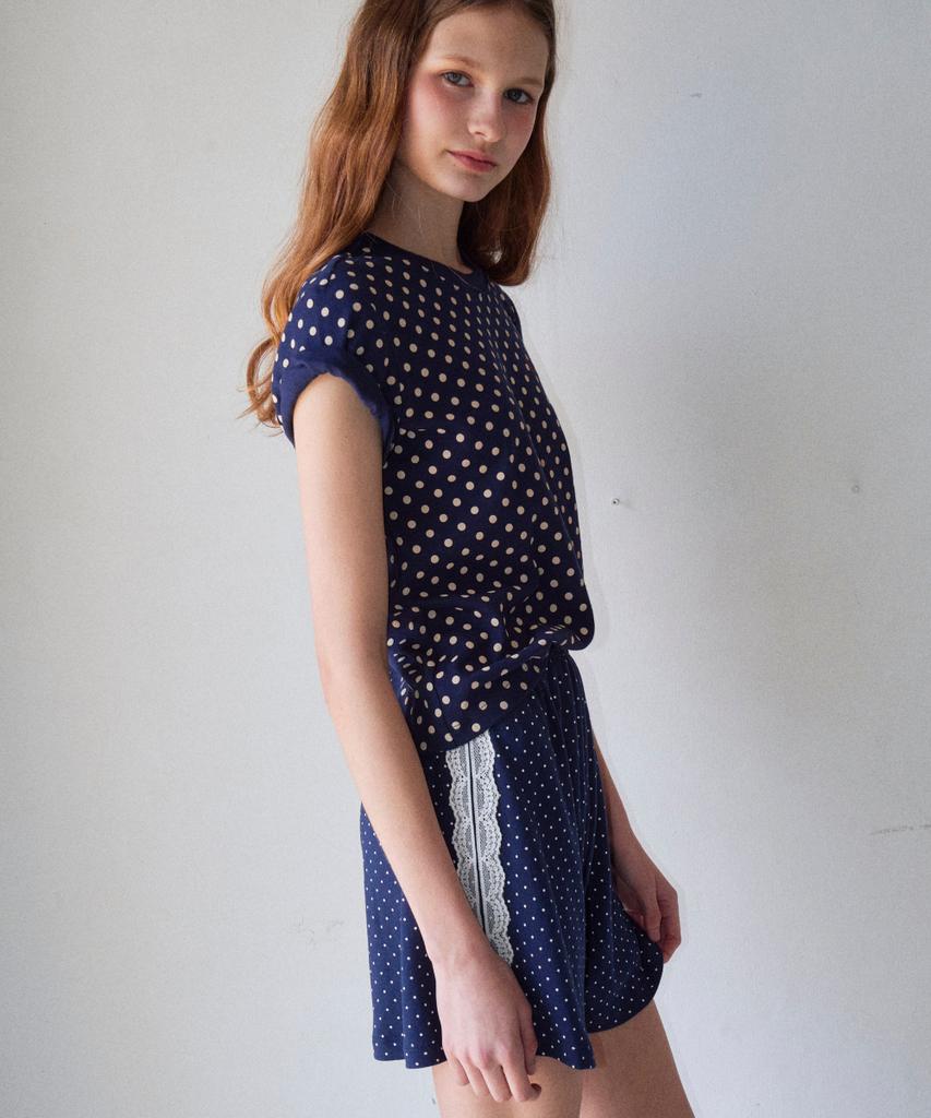 Loginaenloji Dot Detailed Side Race Shorts Navy