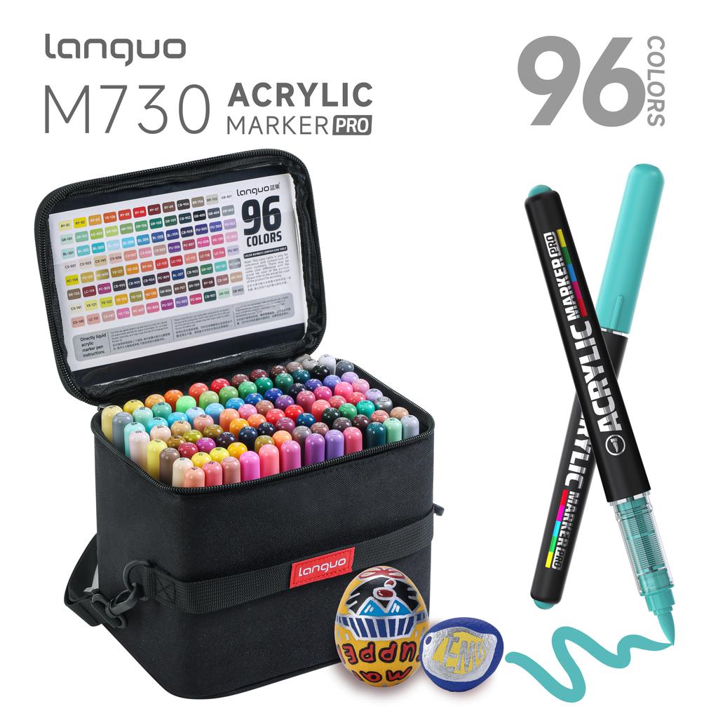 LANGUO 192Colors Direct Liquid Acrylic Marker Pens Set with Protable Bag Stackable Student DIY Graffiti Drawing Painting Pen PRO