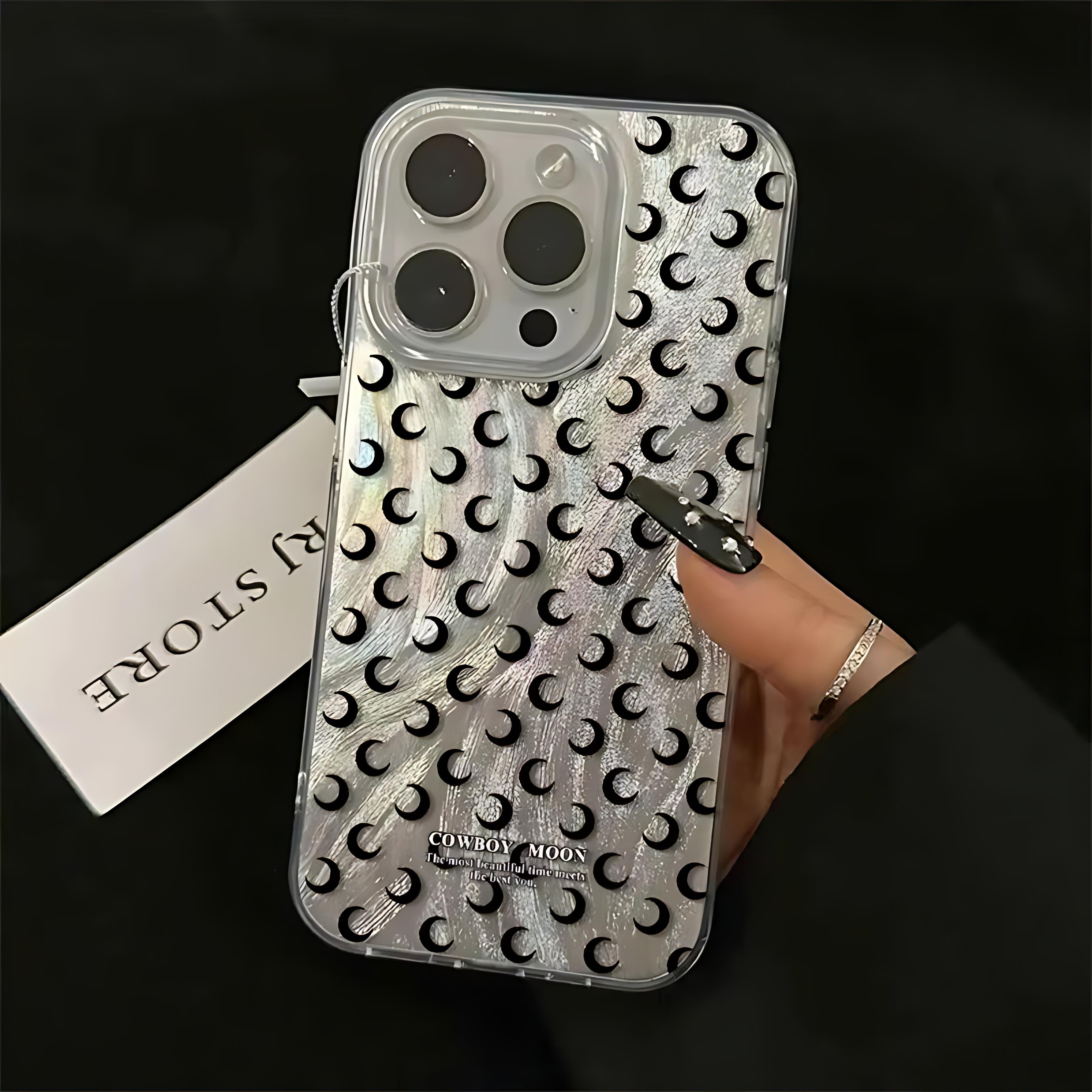 

Fashion Black Moon Phone Case for Xiaomi Redmi Note 14 13 12 12s 11 11s 10 9 9s 8 7 Pro Plus 4G 5G Feather Texture Back Cover Redmi Note 8 4G