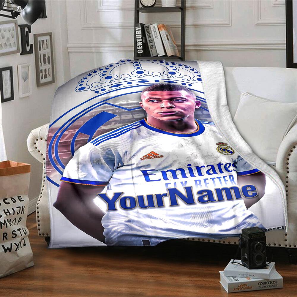 Coperta con Nome Personalizzato Mbappe Coperta Leggera Personalizzabile Morbida e Accogliente Adatta per Letto Decorazione Casa Divano Divano Quattro Stagioni Multiuso