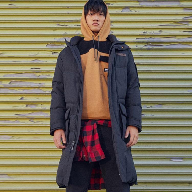 Timberland Long Hooded Down Jacket Men Outerwear Black A2G36-001