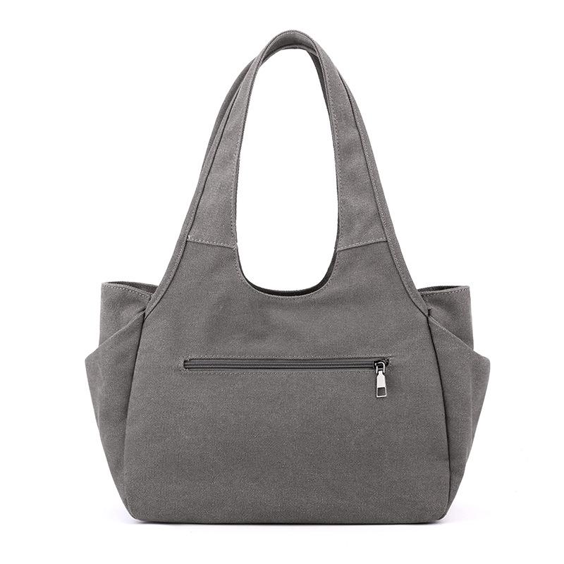 2025 Women's One-Shoulder Bag: Trendy, Versatile Canvas Handbag with Large Capacity, Simple Korean Style, Solid Color.