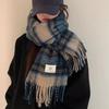 Autumn And Winter  Couple Scarf Women'S Warm Thick Shawl Retro Lazy Style Plaid Neck Scarf