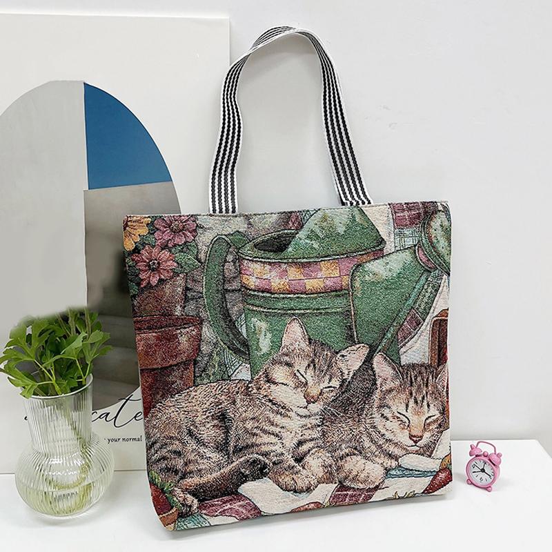 Fashionable Retro Embroidered Knitted Bag Shoulder Bag Fabric Bag Ethnic Style