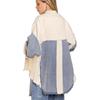 2026 Spring/Summer Women's Distressed Color Block Denim Jacket with Frayed Edges