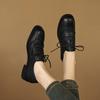 Krazing Pot Cow Skin Autumn Winter Brogues Shoes Lace Up Low Heels Size 42 Round Toe Oxford Shoes Carving Decoration Pumps