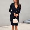 2 Farben Neue Mode Damen OL-Stil Langarm Formeller Blazer Bodycon Kleid S-XXL