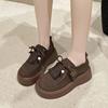 Versatile casual fringed Birken women's shoes 2025 spring and summer new heightened platform muffin round head lace-up single shoes women