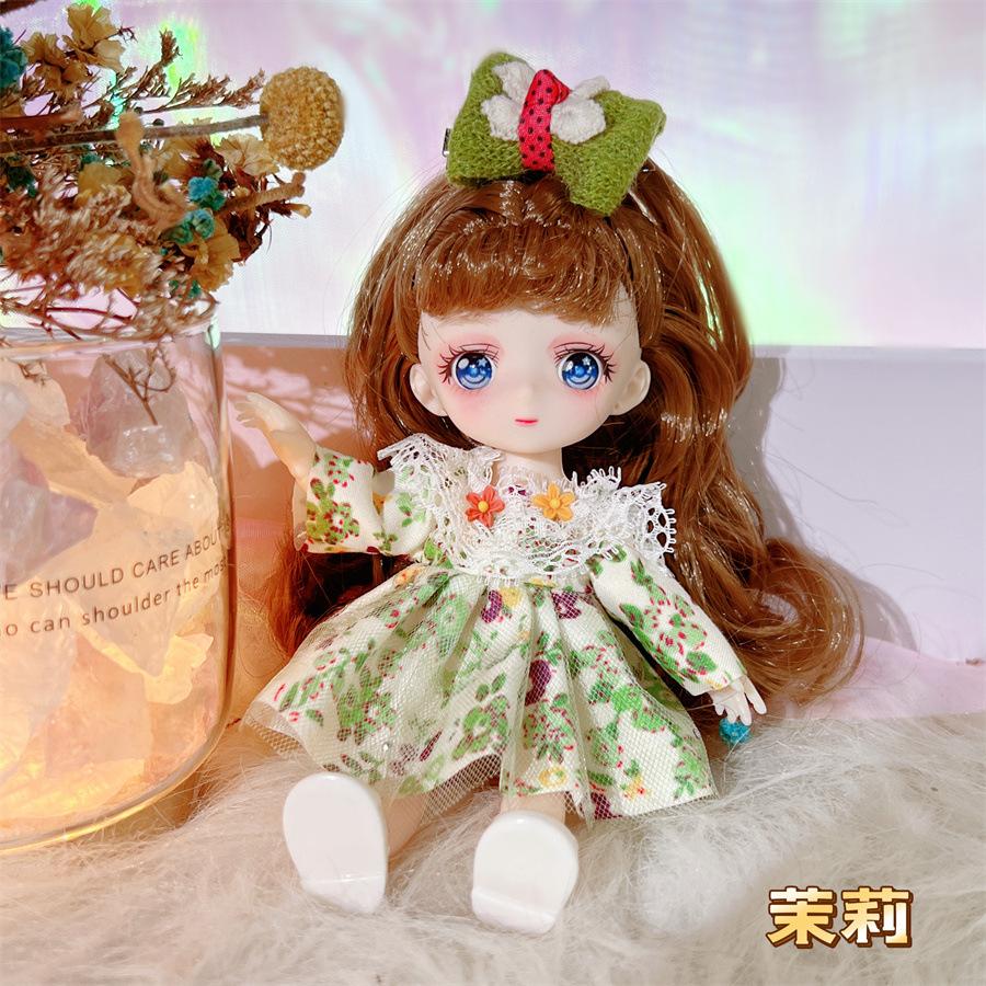 16cm 3D Comic Eyes Girl Princess BABI Doll Toys 1/8 BJD Joints Movable Pretty Clothes White Skin Kids Dress Up Toys Gifts