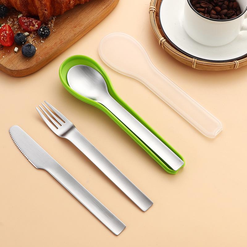 Stainless Steel Portable 3-Piece Travel Cutlery Set: Knife, Fork & Spoon