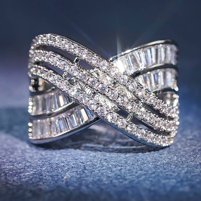 Xiaomi Huitan Cross Women Ring Inlaid Shining CZ Trendy Charming Accessories for Engagement Party Luxury Wedding Chic Wearable Jewelry