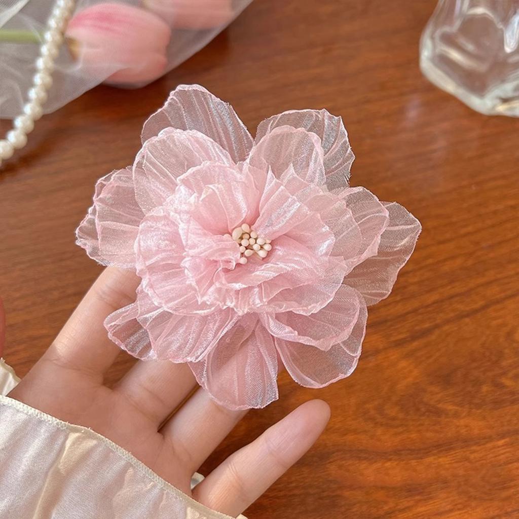 Sweety Camellia Hair Clip Exquisite Handmade Pearlescent Gauze Flower Hair Clip For Women Trendy Hairpin Girls Hair Accessories