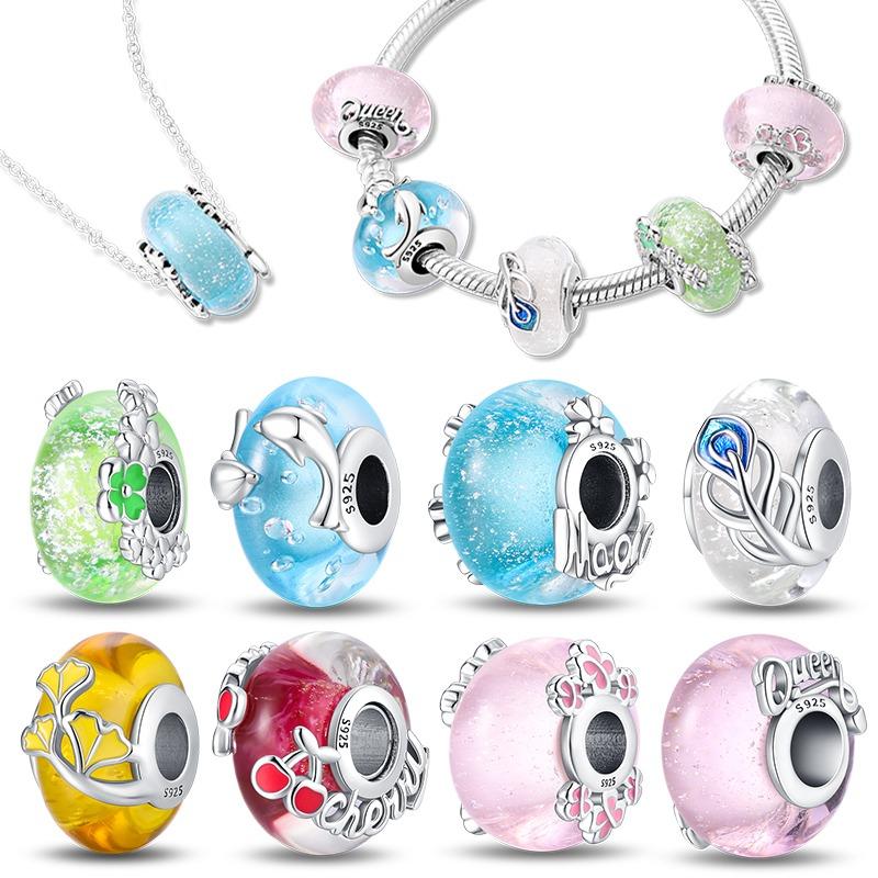 

Красочные Цветочные Перья Океан Светящиеся Стеклянные Бусины Подвески Подходит Оригинальные Браслеты DIY Ювелирные Изделия 14