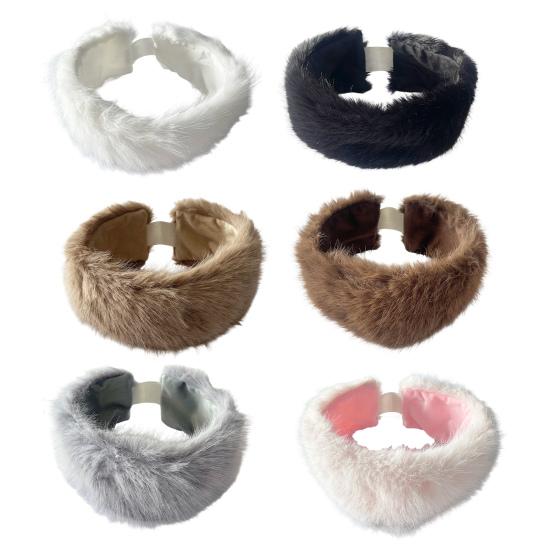 Artificial Hair Band Elastic Imitation Fox Fur Headband Wide Edge Design No Dome Coldproof Winter Hair Tie