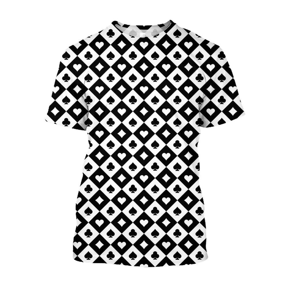 Módní 3D hrací pokerová karta Estetická trička s potiskem Muži Funny Casino Grafika Trička Harajuku Oblečení Topy s krátkým rukávem