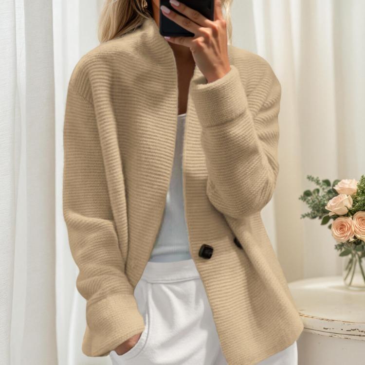 Winter Fall Women Knitted Cardigan Sweater Coat Double Breasted Lapel