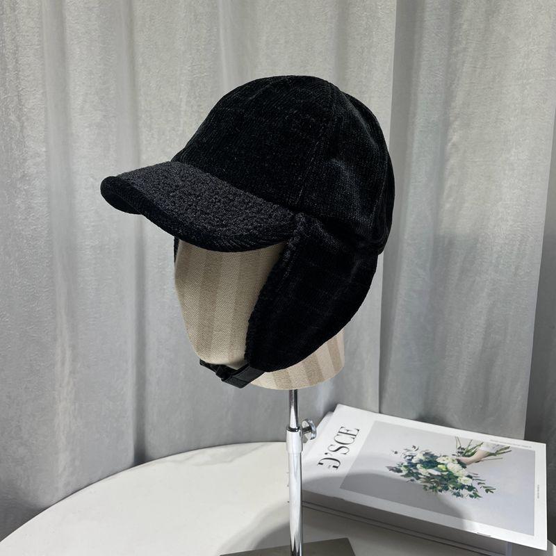 Japanese Corduroy Trapper Hat - Minimalist Solid Color Winter Ear Flaps Faux Shearling Thermal Cycling Cap Women