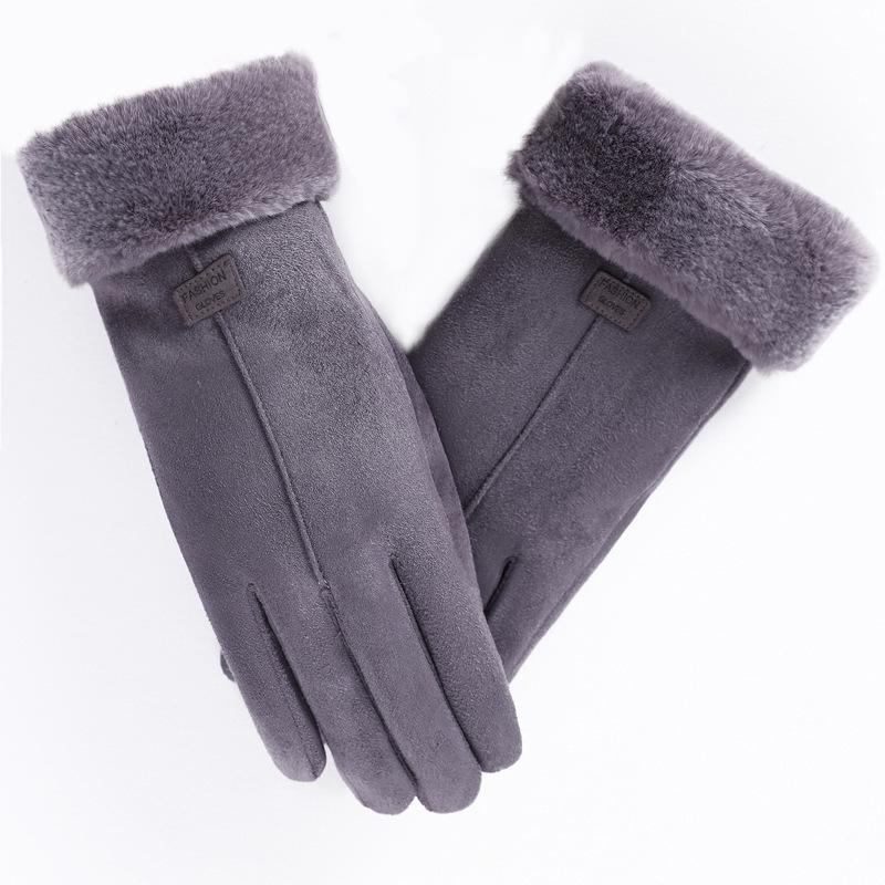 Women's Winter Cycling Gloves: Cold-Proof, Thick, Warm, Cute Suede, Fleece-Lined, Windproof, Touchscreen-Compatible