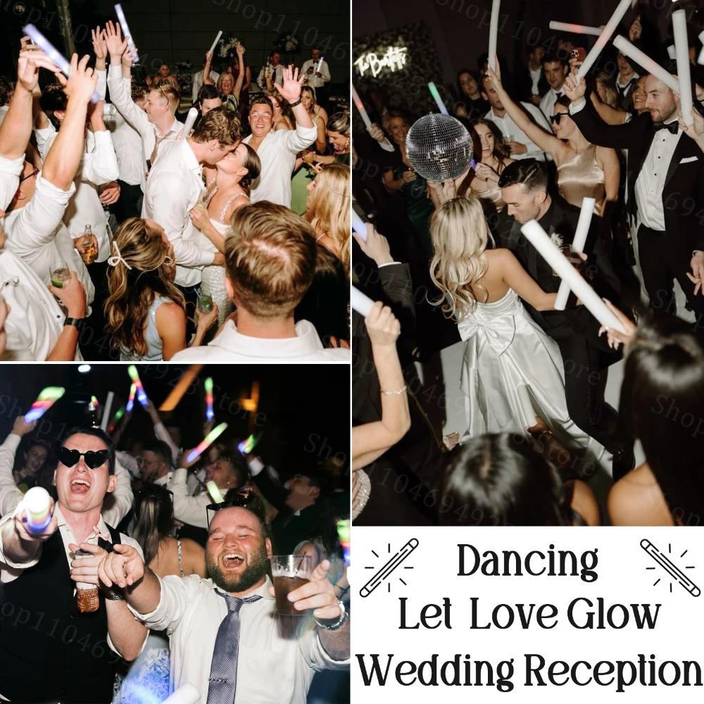30-180PCS LED Foam Glow Stick with Sign Wedding Reception Props Light Up Stick Glow Stick for Wedding Party Birthday Concert