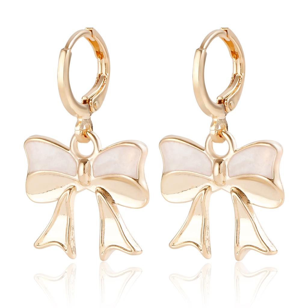 Cross-Border Jewelry Amazon Hot-Selling Alloy Colored Drip Bow Earrings New Internet Celebrity Temperament Earrings