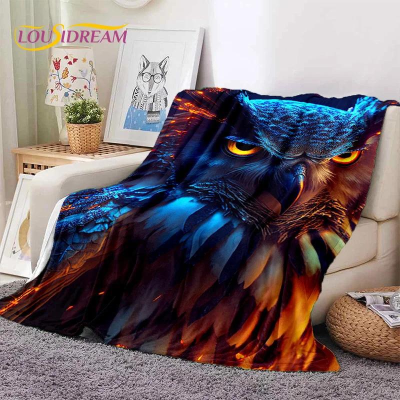Cute Owl Eagle Birds Cartoon 3D Soft Flannel Blanket for Beds Bedroom Sofa Picnic,Throw Blanket for Cover Outdoors Leisure Gift