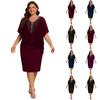 Women's Casual Loose Fit V-Neck Sleeveless Shawl Collar Bodycon Plus Size Dress