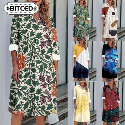 Fashion Autumn Winter  Long Sleeve POLO Neck Casual Dresses