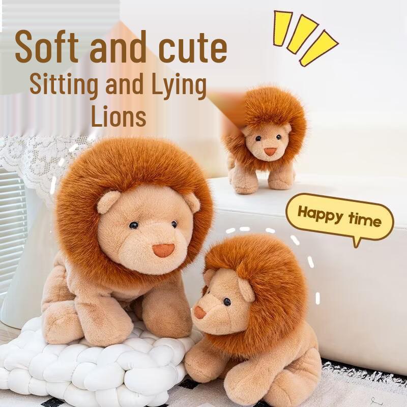 Fluffy Lion Plush Toy for Kids - Zoo Sitting Lion Doll Children's Birthday Gift