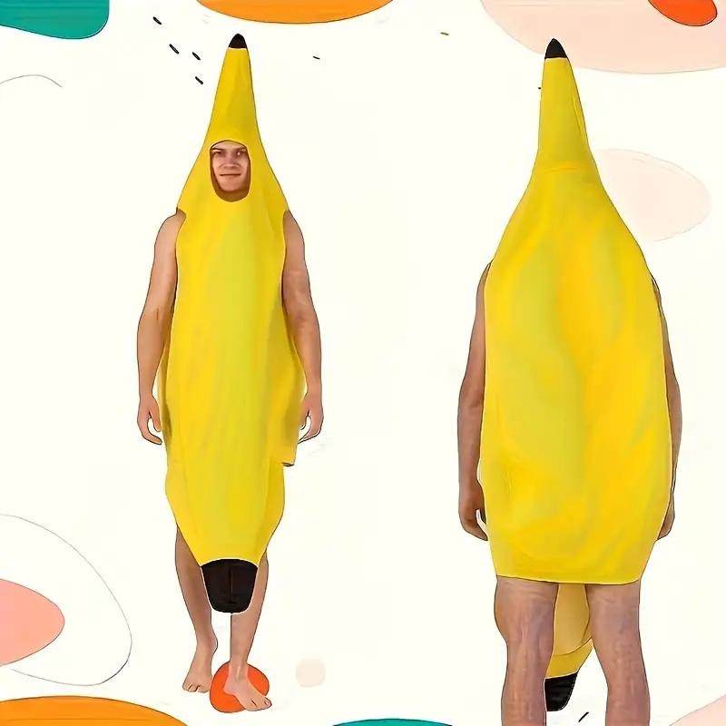 Kids Halloween Banana Costume Fruit Outfit Stage Performance Clothes Parent Child Matching Kindergarten Role Play Decoration