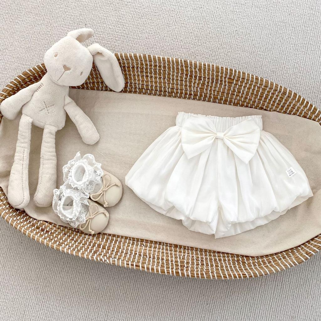 Girls Summer Two Piece Set with Bow Tee and Bloomer Shorts