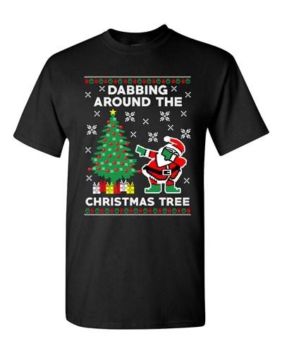 Dabbing Around The Christmas Tree Santa Ugly Xmas Funny Adult DT T-Shirt Tee Unisex T-Shirt L