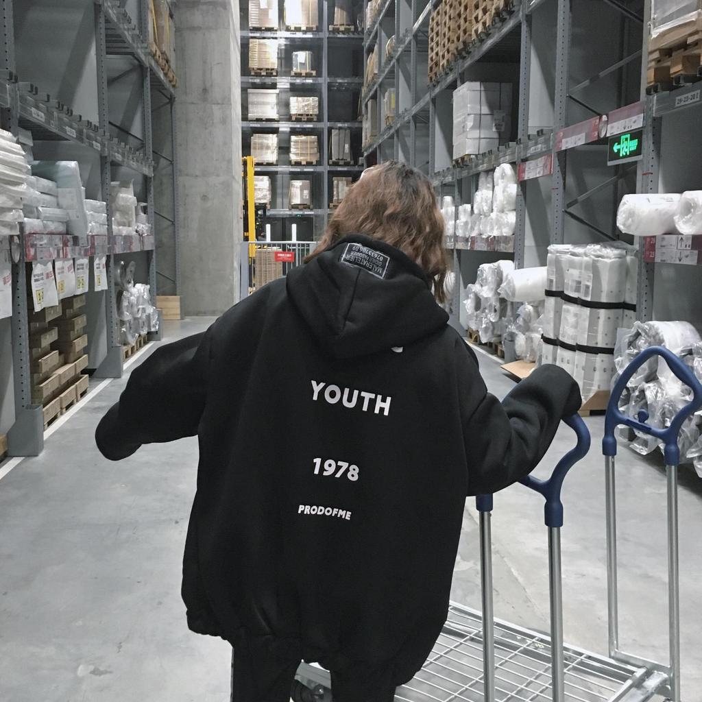 2020 Korean Style Thick Fleece-Lined Hooded Zip-Up Mid-Length Sweatshirt Jacket for Women