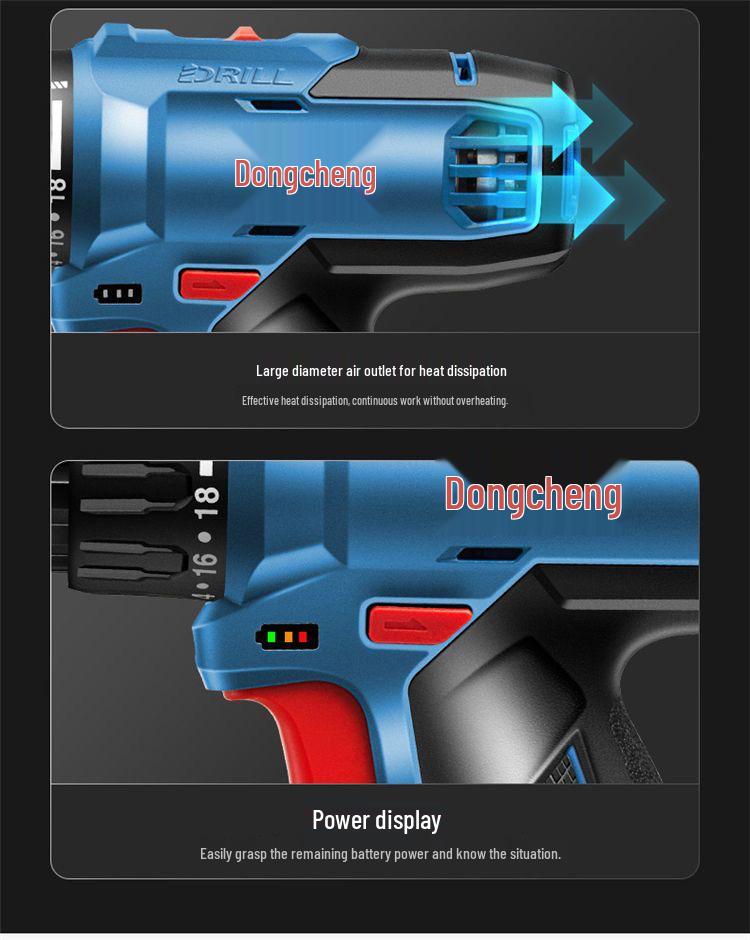 Dongcheng Multifunctional Rechargeable Electric Drill & Screwdriver with Lithium Battery.