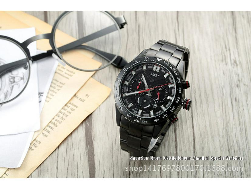 AMST Aimeishi Men's Waterproof Quartz Watch with Steel Band - High-Value Fashion Wristwatch