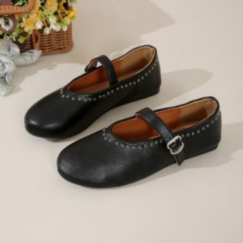 

New round head ballet shoes women s comfortable soft sole soft surface word with Mary Jane single shoes 35 чорний