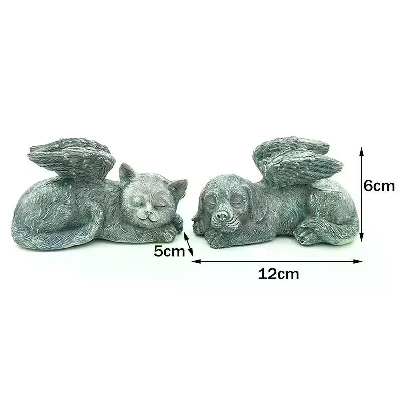 Resin Angel Dog Cat Statue Garden Decor Puppy Tombstone Sculpture Ornaments Gifts For Yard Home Decoration Living Room Supplies