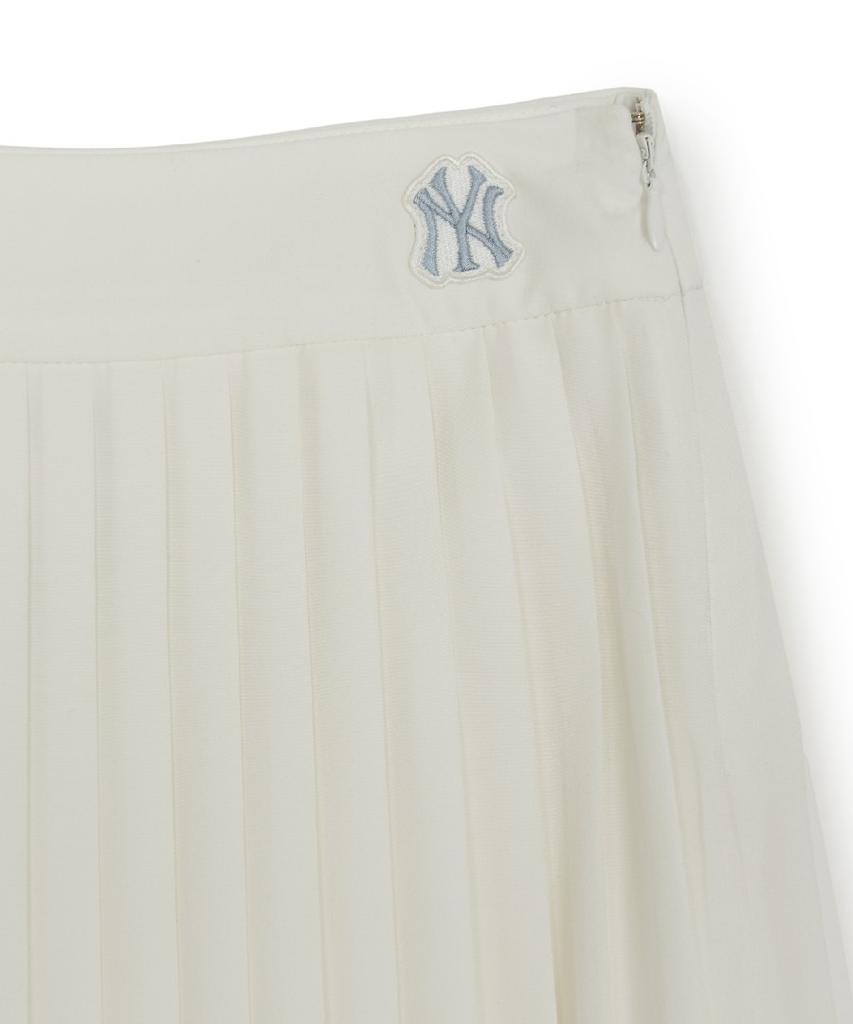 Emelbi Women'S Varsity Sporty Pleated Mini Skirt Ny (Ivory)