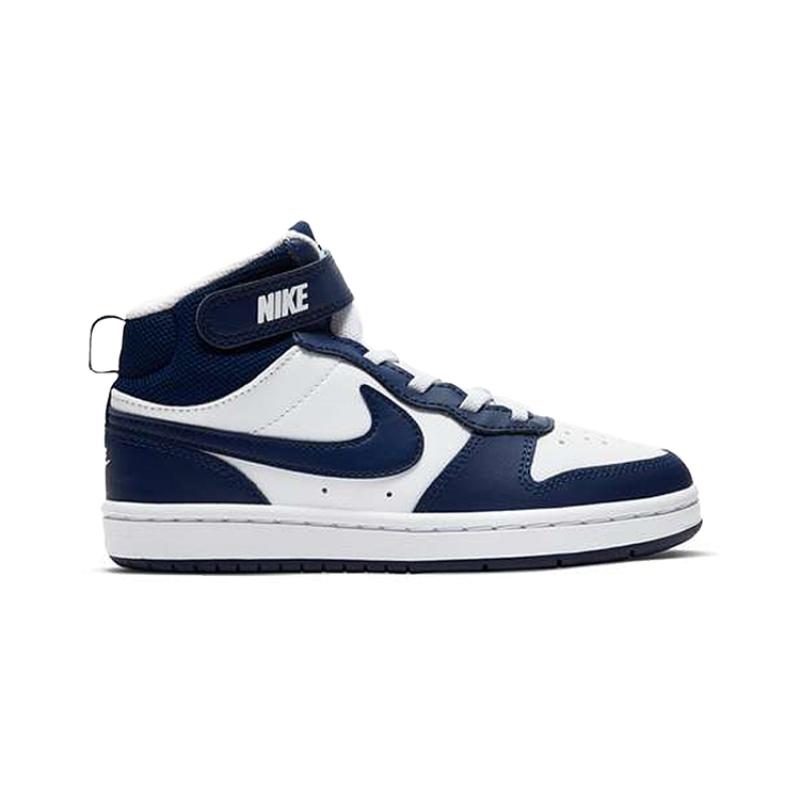 Nike Court Borough Mid 2 Abrasion Resistant Mid top Kids' Skateboarding Shoes White Blue Children Aged 3 7 Years Old Sneakers CD7783-107